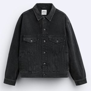 ZARA Casual Denim jacket Pria black