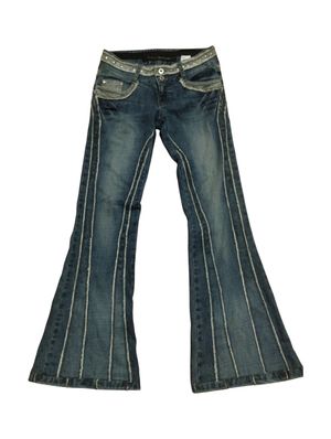 Japanese brand Vintage Streetwear Flare pants Wanita blue
