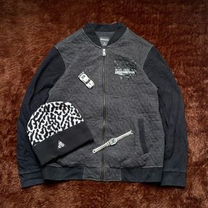 Hangten Grunge Indie Bomber jacket Pria black gray