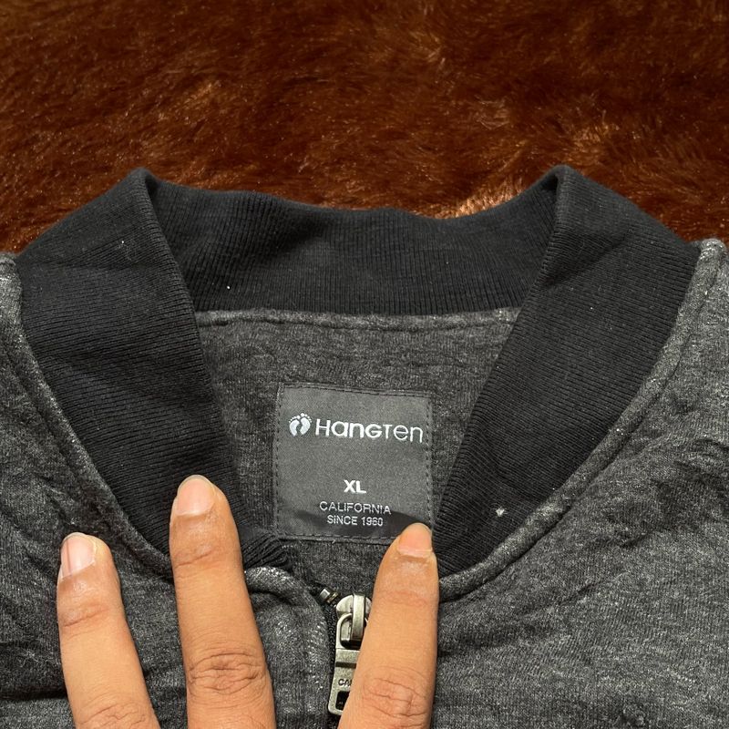 Hangten Grunge Indie Bomber jacket Pria black gray, foto 5