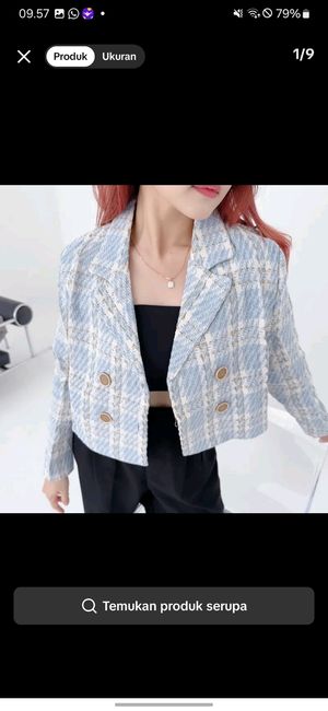 Vintage Casual Blazer Wanita blue
