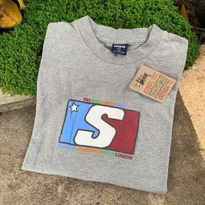 Stussy Vintage Streetwear T-shirt Pria gray