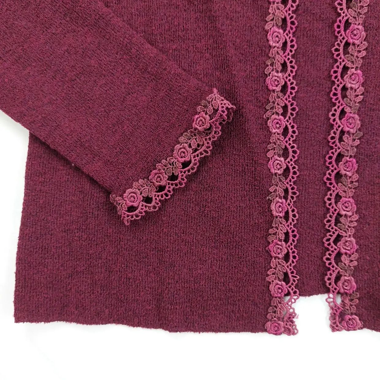 L'est Rose maroon knit cardigan with, foto 4