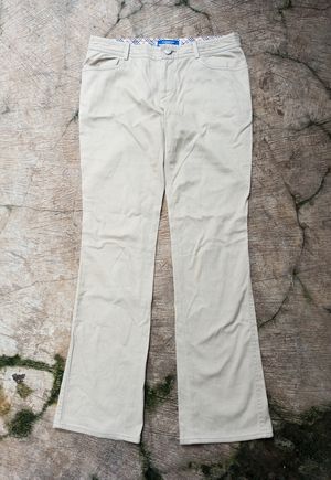 Burberry Vintage Casual Flare pants Wanita tan cream