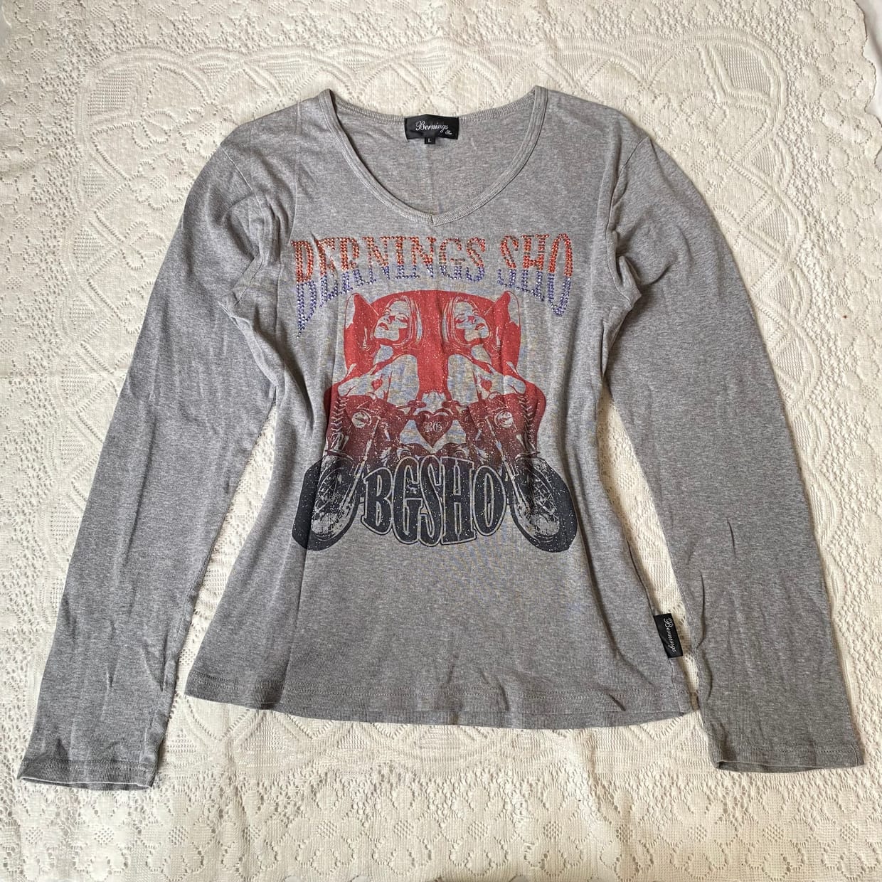 Y2K Grunge Shirt Wanita gray