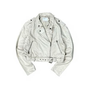 Bershka Streetwear Leather jacket Wanita cream