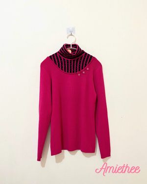 Casual Sweater Wanita pink black