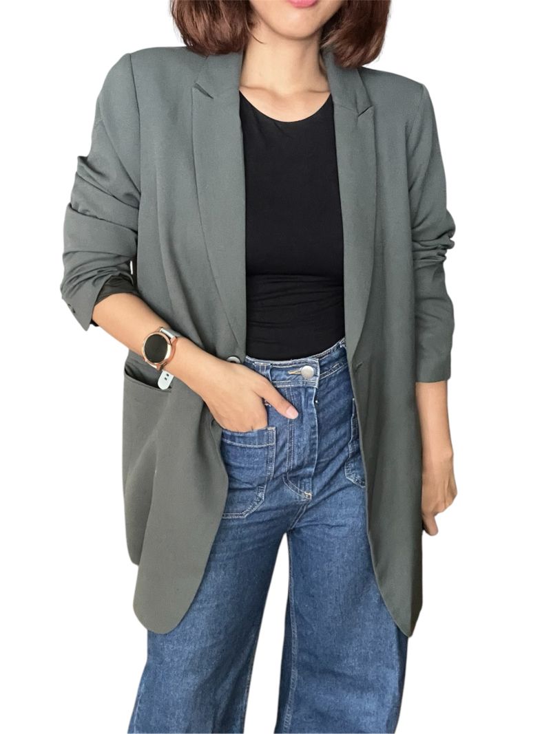 Executive Minimalist Blazer Wanita green, foto 2