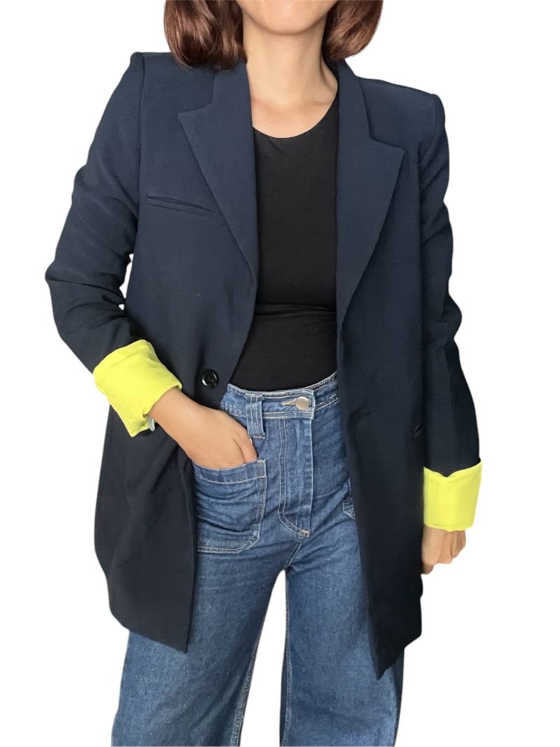 Minimalist Blazer Wanita navy, foto 3