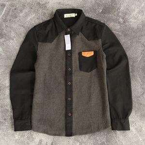 LAINE Vintage Casual shirt Pria black gray