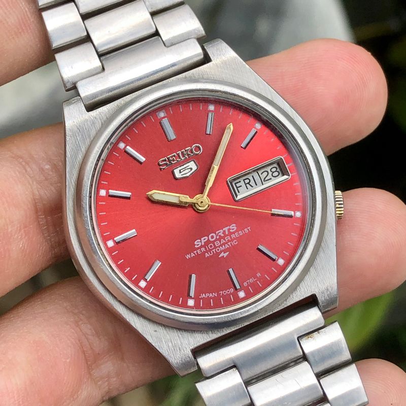 Seiko Vintage Casual Pria silver red, foto 8