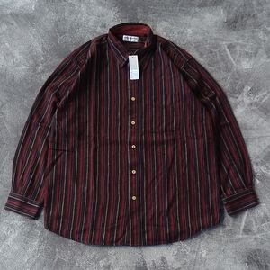 LAINE Vintage Casual shirt Pria burgundy brown