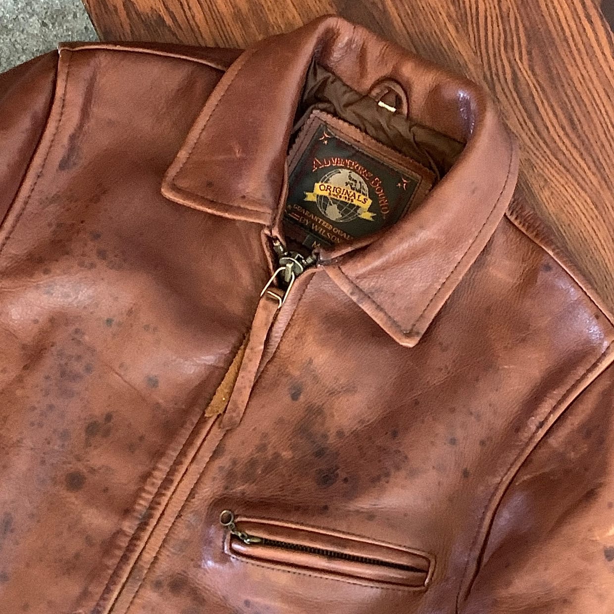 Wilson Vintage Leather jacket Pria tan, foto 3