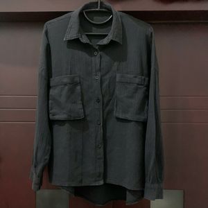 Kemeja Wanita Pocket - Black | Kemeja Hitam Wanita