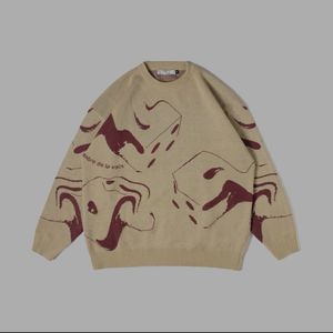 Chambre De La Vain Streetwear Casual Sweater Wanita tan red