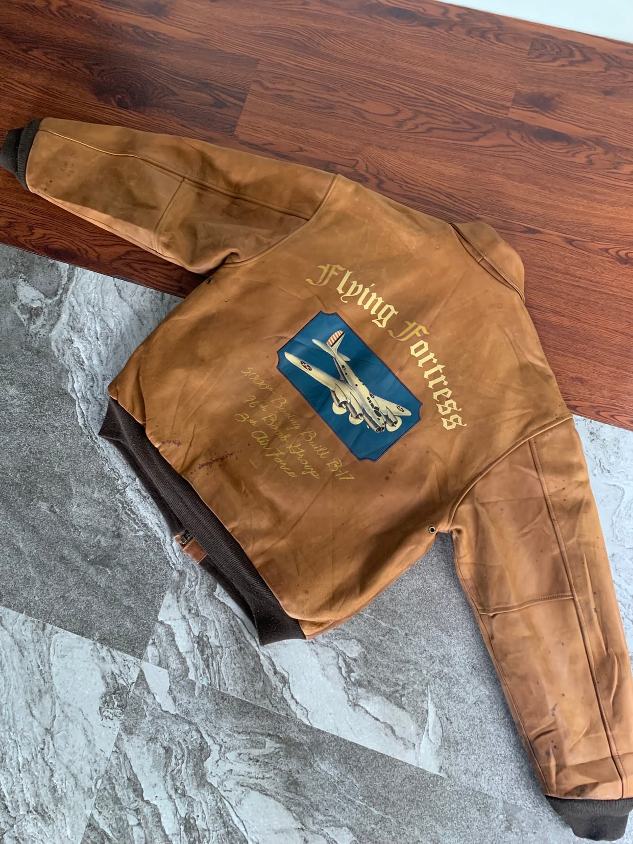 Avirex Vintage Leather jacket Pria tan, foto 6