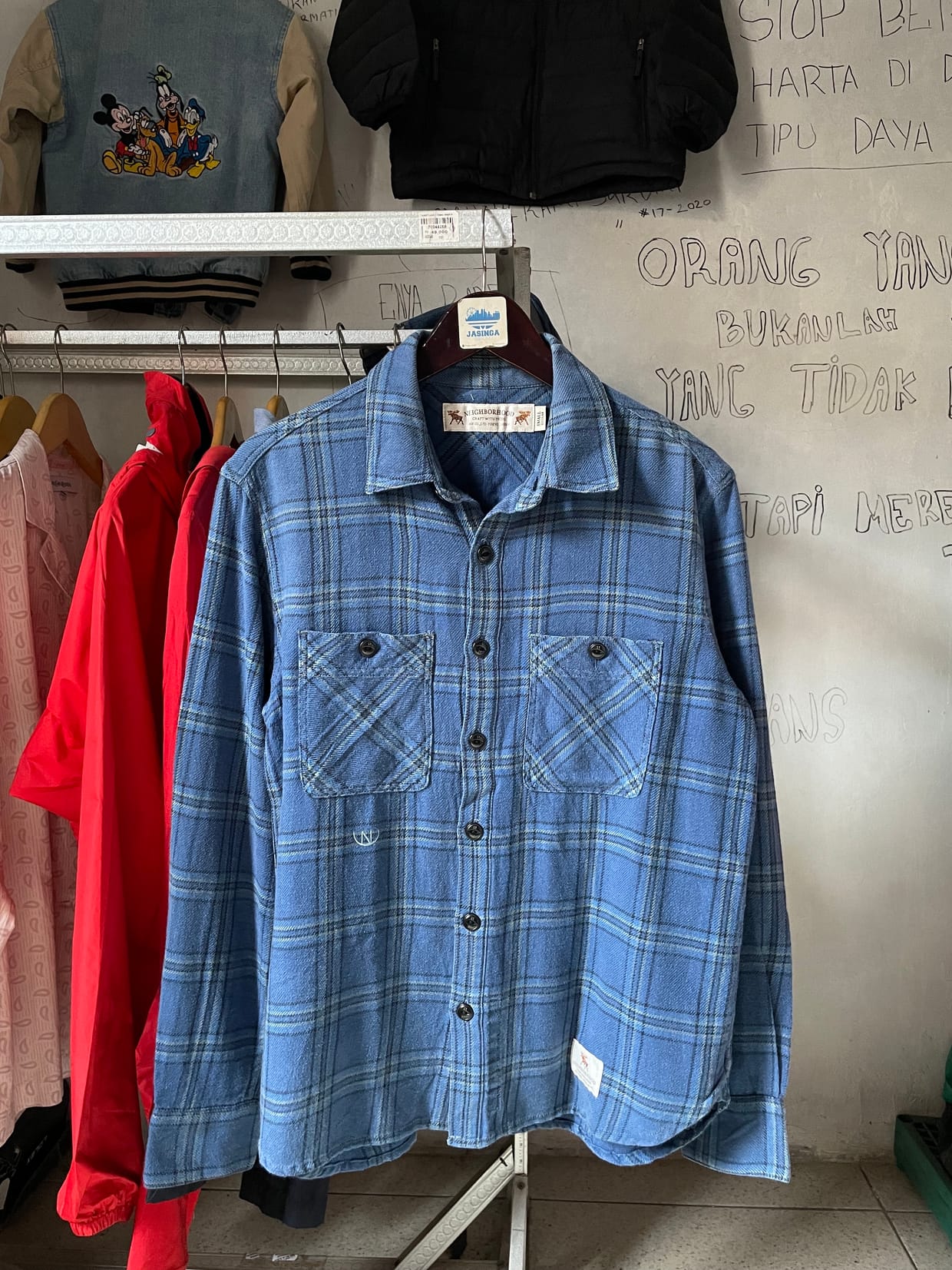 Neighborhood Streetwear Y2K Formal shirt Pria black blue