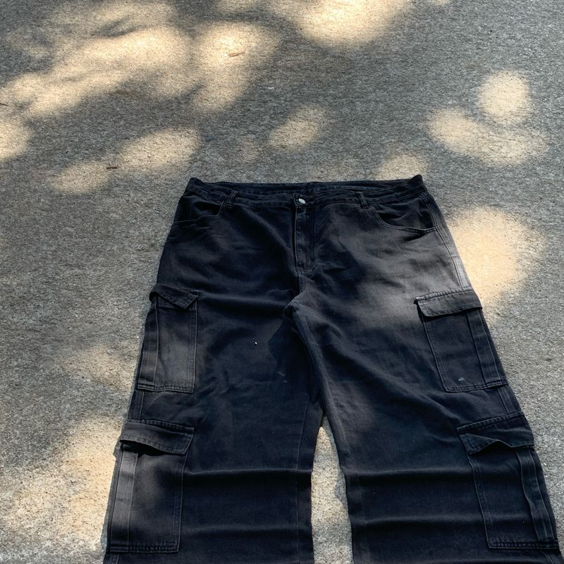 Goth Avant Garde Jeans Pria black gray, foto 4