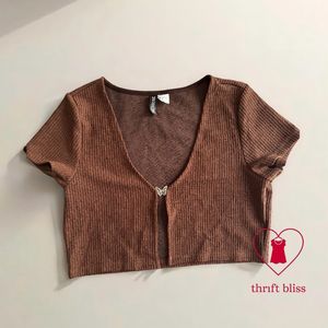H&M Coquette Cardigan Wanita brown