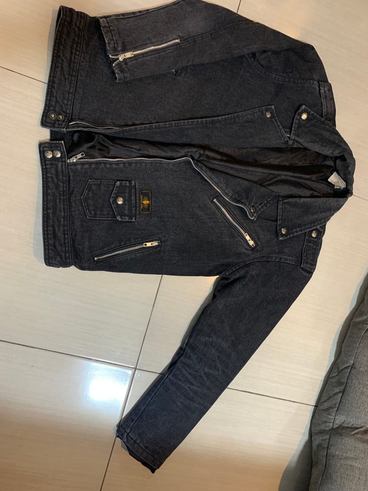 Biker Denim jacket Pria black, foto 4