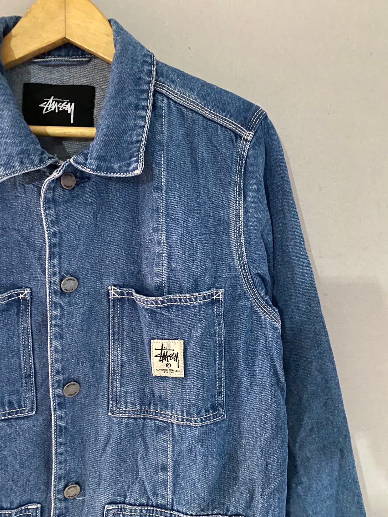 Stussy Y2K Denim jacket Pria blue, foto 3