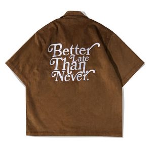 Vintage Minimalist Casual shirt Pria brown