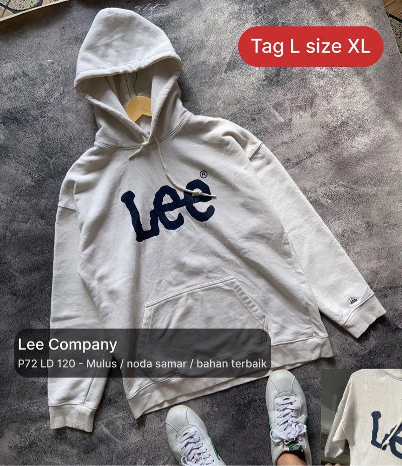 Lee Casual Hoody Pria white, foto 8