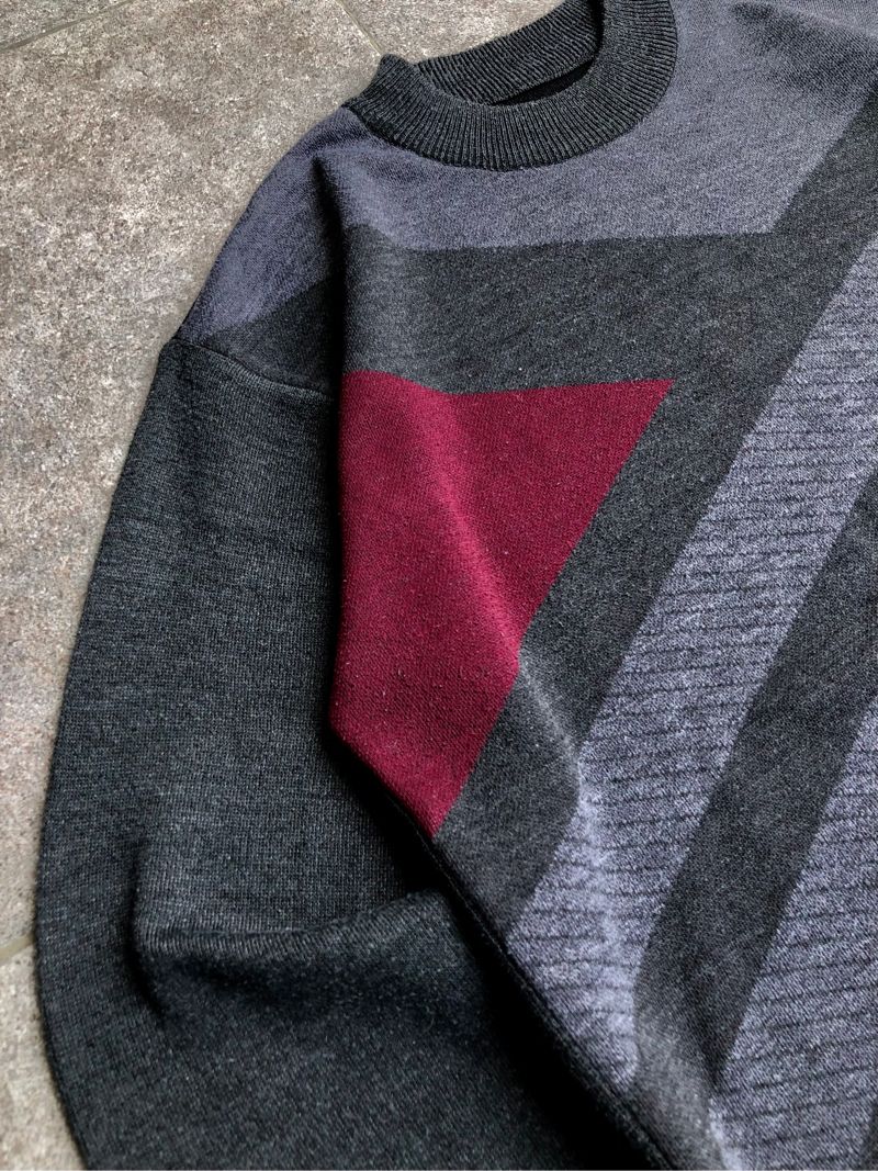 Vintage Sweater Pria burgundy gray, foto 3