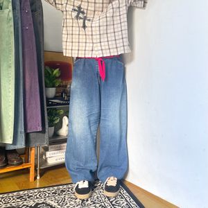 Japanese brand Vintage Skater Jeans Pria white blue