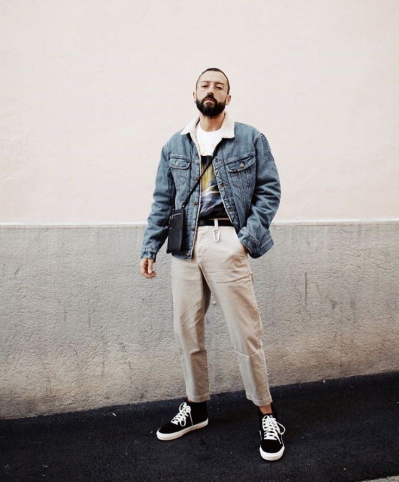 Luxury Denim jacket Pria navy, foto 4