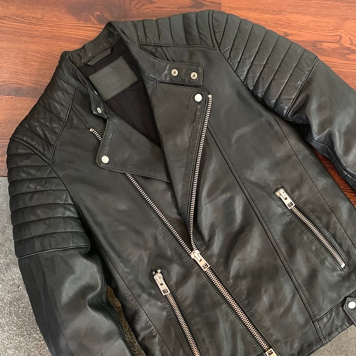AllSaints Biker Leather jacket Pria black, foto 6