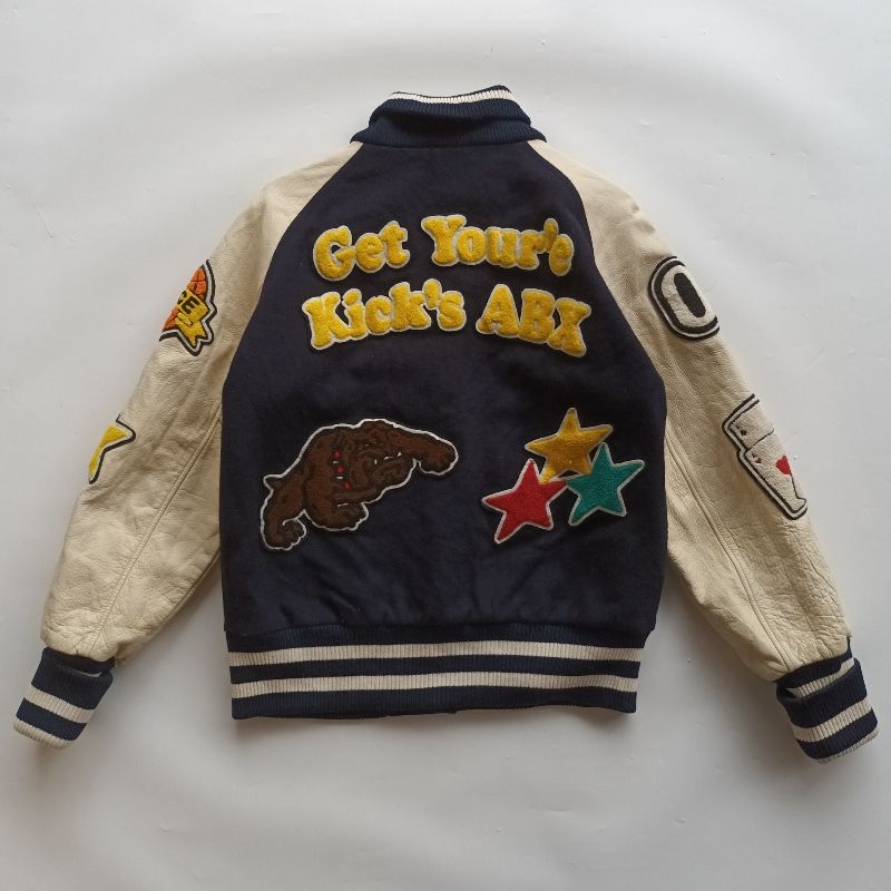 Vintage Bomber jacket Pria white black, foto 5