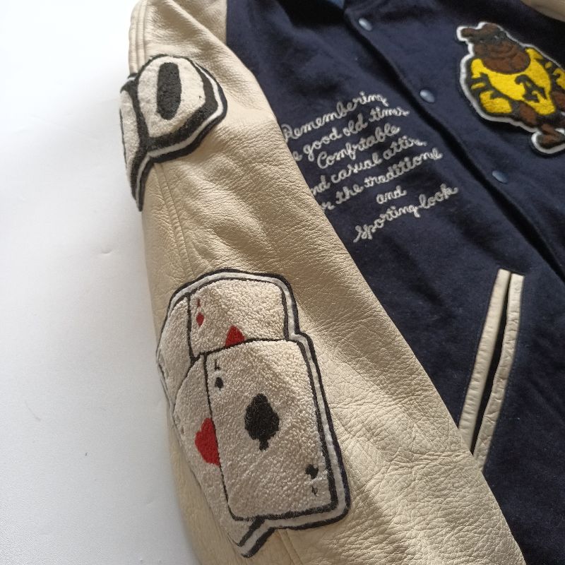 Vintage Bomber jacket Pria white black, foto 4