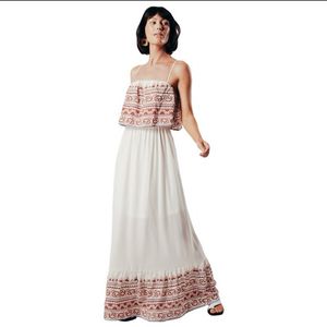 PrettyLittleThing Luxury Cottagecore Summer dress Wanita white red
