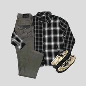 Uniqlo Streetwear Casual Casual shirt Pria white black