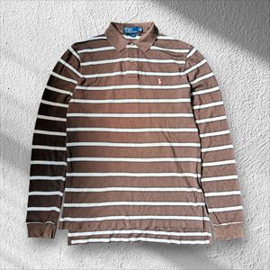 Polo Raplh Lauren Longsleeve Stripe Brown - White