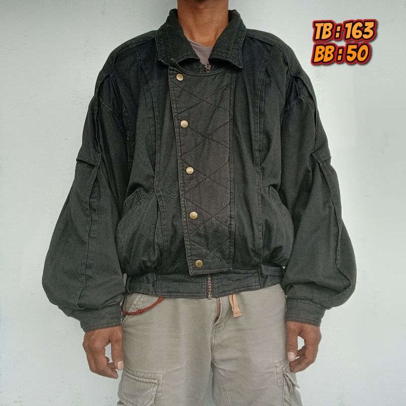Biker Windbreaker Pria black, foto 3