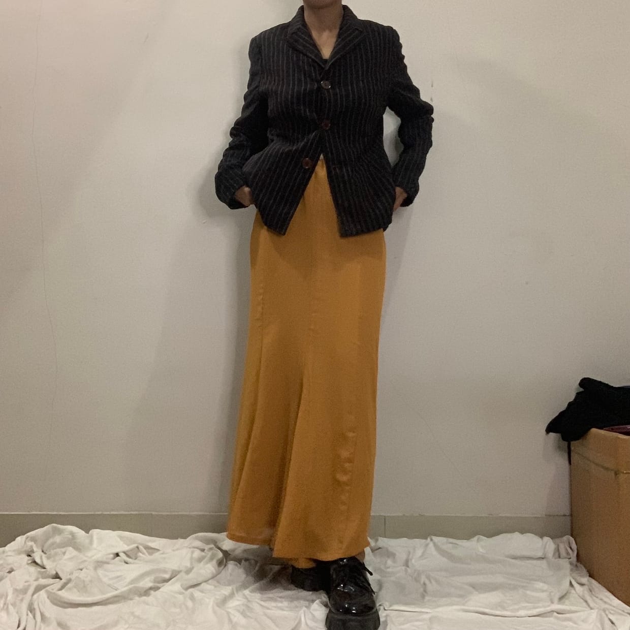 Vintage Maxi skirt Wanita gold