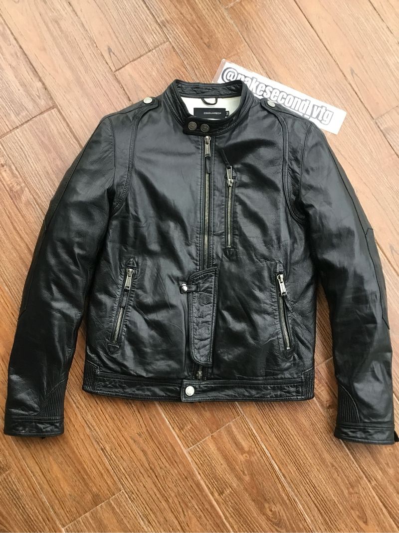 DSQUARED2 Biker Leather jacket Pria black, foto 3