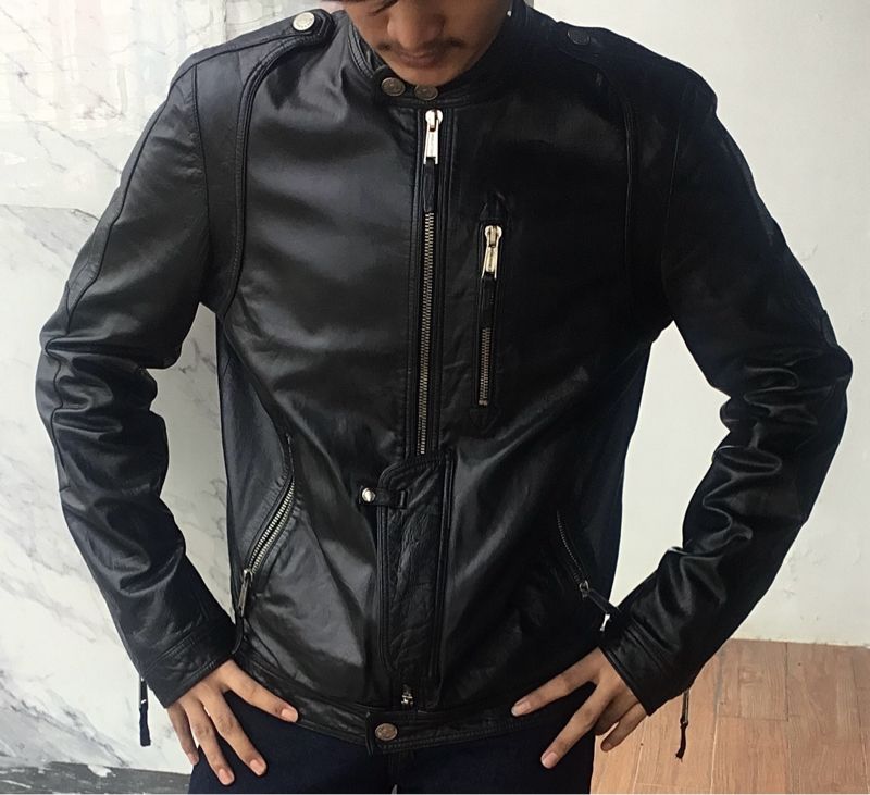 DSQUARED2 Biker Leather jacket Pria black, foto 4