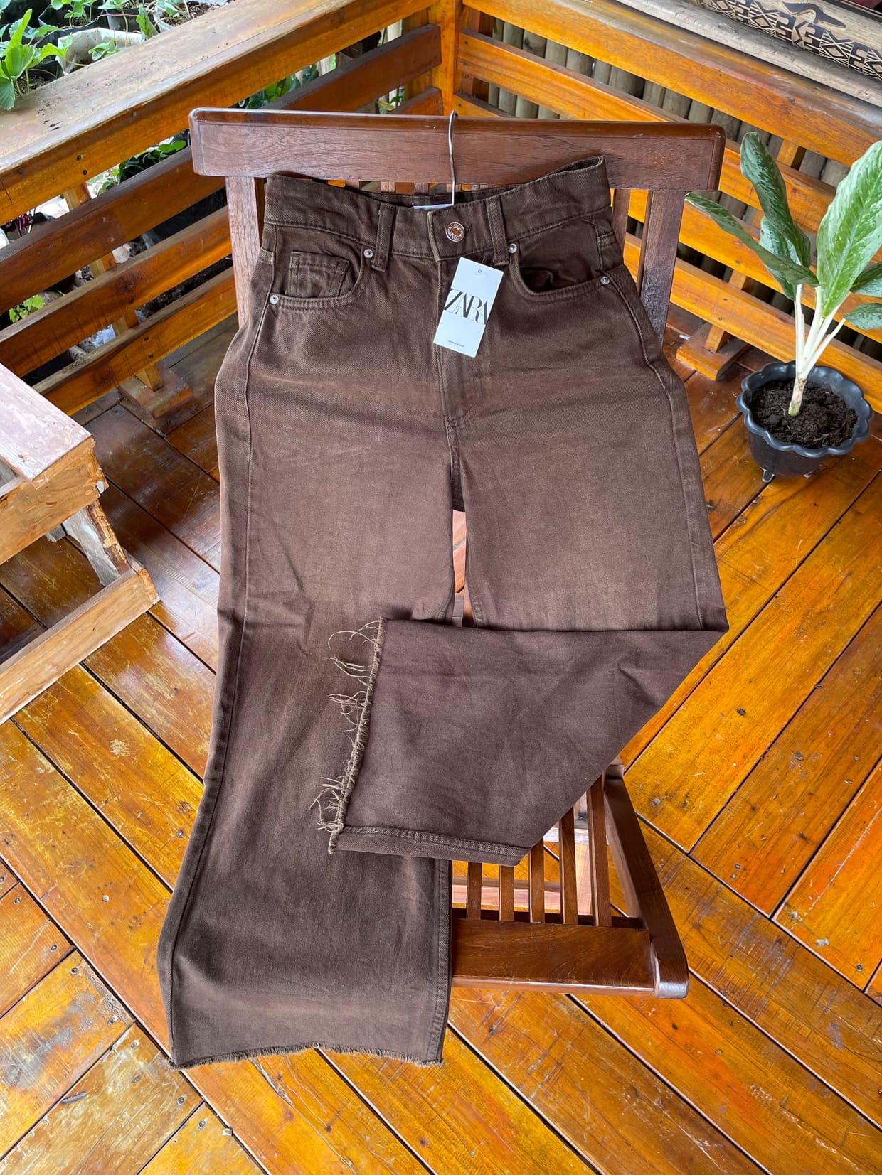 ZARA Streetwear Wanita brown