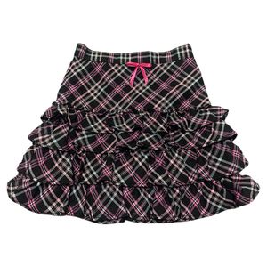 Japanese brand Grunge Coquette Mini skirt Wanita pink black