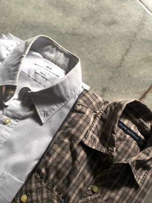 Uniqlo Minimalist Casual Formal shirt Pria white brown