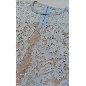Vintage Coquette Blouse Wanita cream blue
