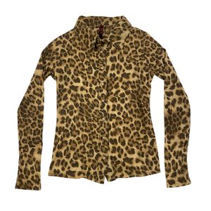 Vintage Y2K Blouse Wanita tan brown