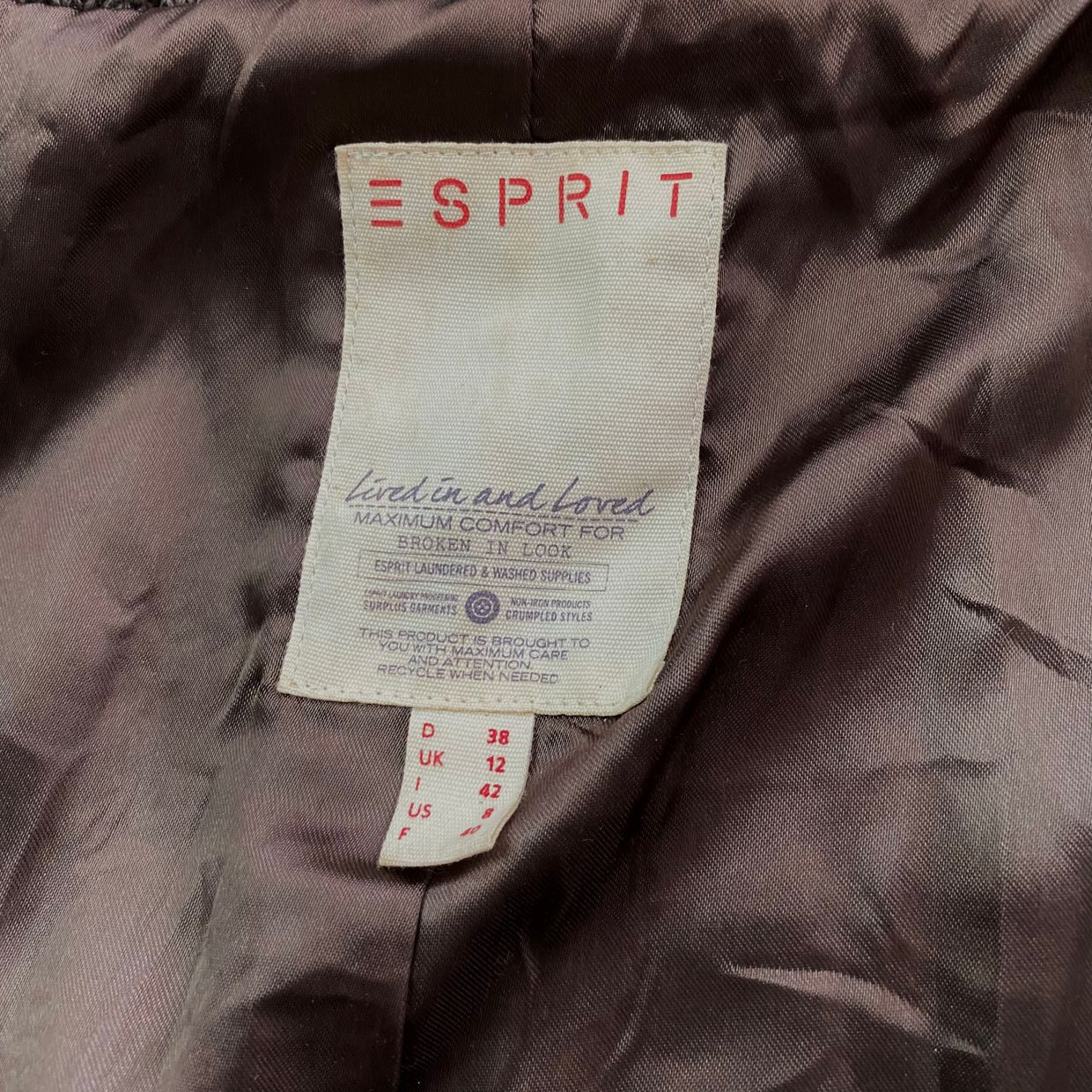 ESPRIT Brown Faux Leather Jacket Size, foto 5