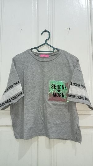 Streetwear Casual Crop top Wanita gray