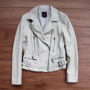 Biker Casual Leather jacket Wanita white