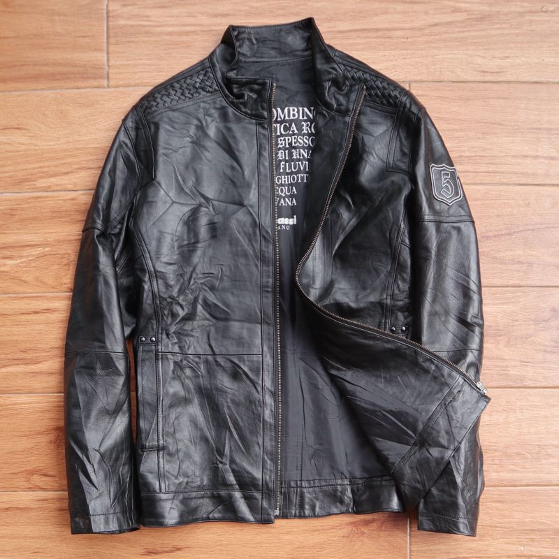 Biker Casual Leather jacket Pria black, foto 4