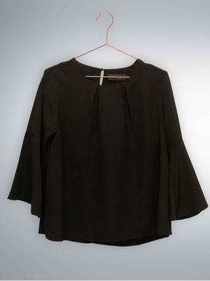 Vintage Minimalist Blouse Wanita black